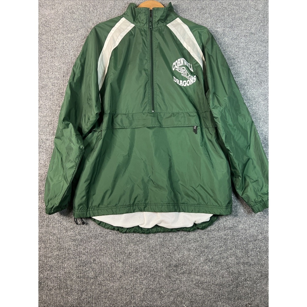 Vintage Eastbay Cornwall Dragon Pullover Jacket Green White Size M Nylon Mesh